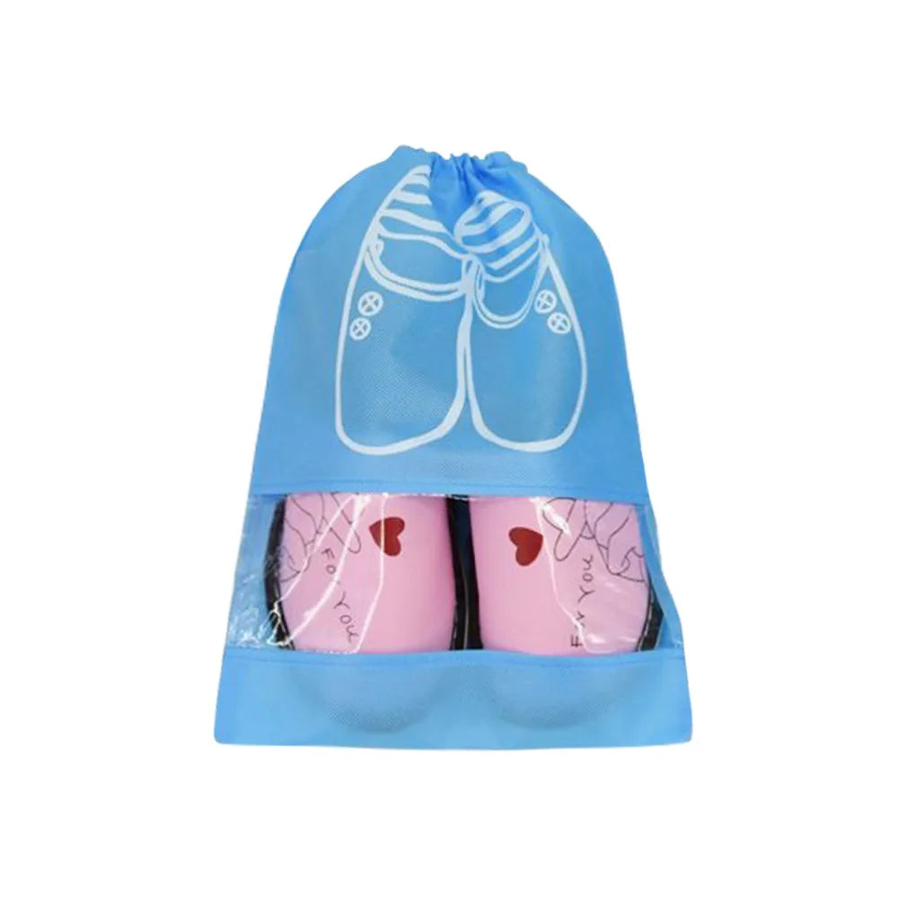 New Non-woven Shoes Pouch Portable Waterproof Shoes Storage Organizer Bags Drawstring Accessories Transparent Hanging Bag Travel