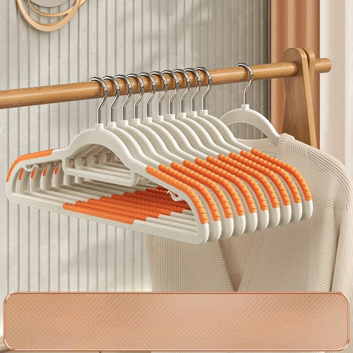 10-piece home clothes hanger set, double hook anti-slip design, reusable, for drying clothes, wet clothes, and wardrobe storage