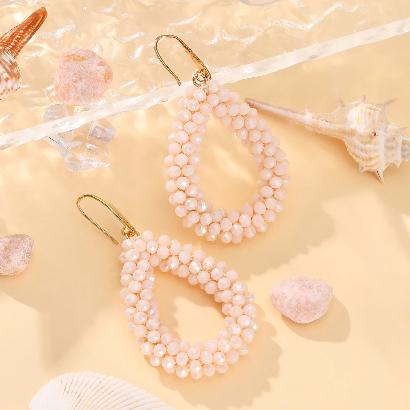 INKDEW Mixed Color Big Drop Earrings Colorful Bead Handmade Threading Crystal Earrings for Women Gift Water Drop Jewelry EA004
