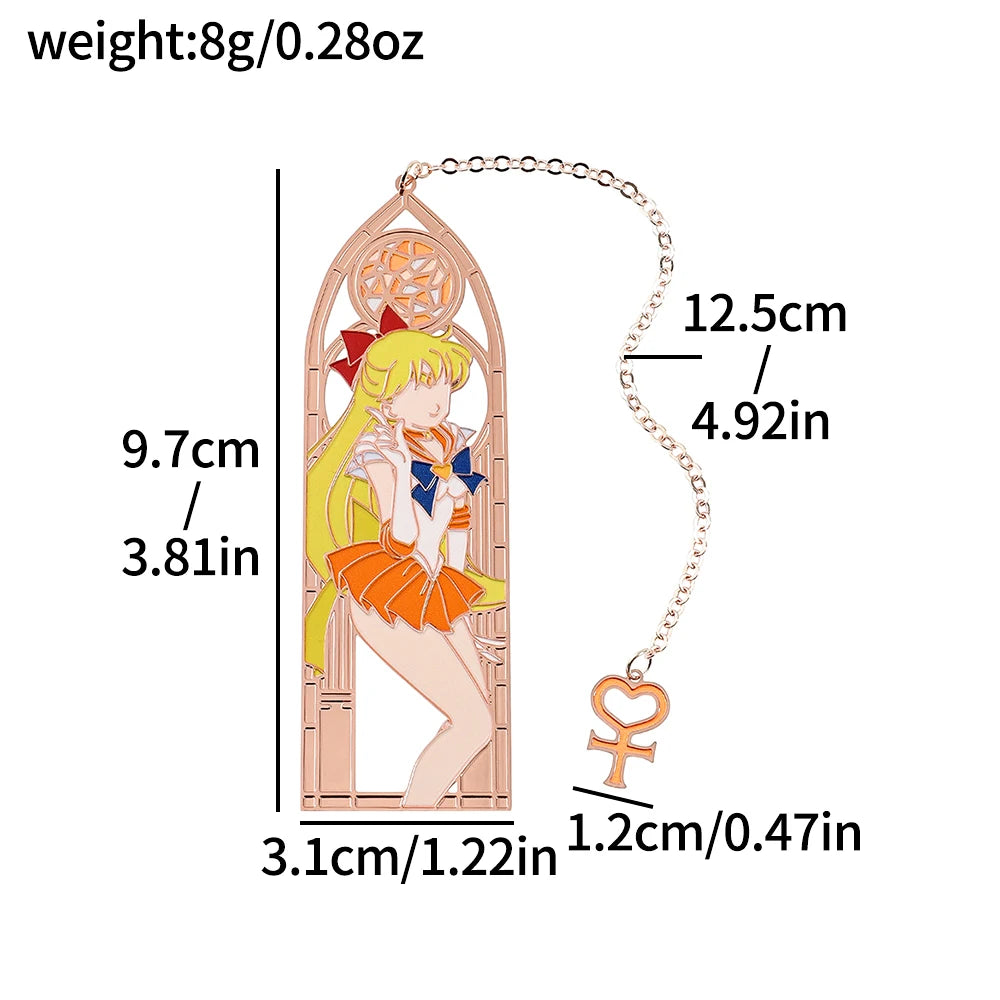 5 Style Beautiful Girl Soldier Book Mark Anime Girl Fan Collection Metal Bookmarks Gift for Book Lovers Women Reading Marker