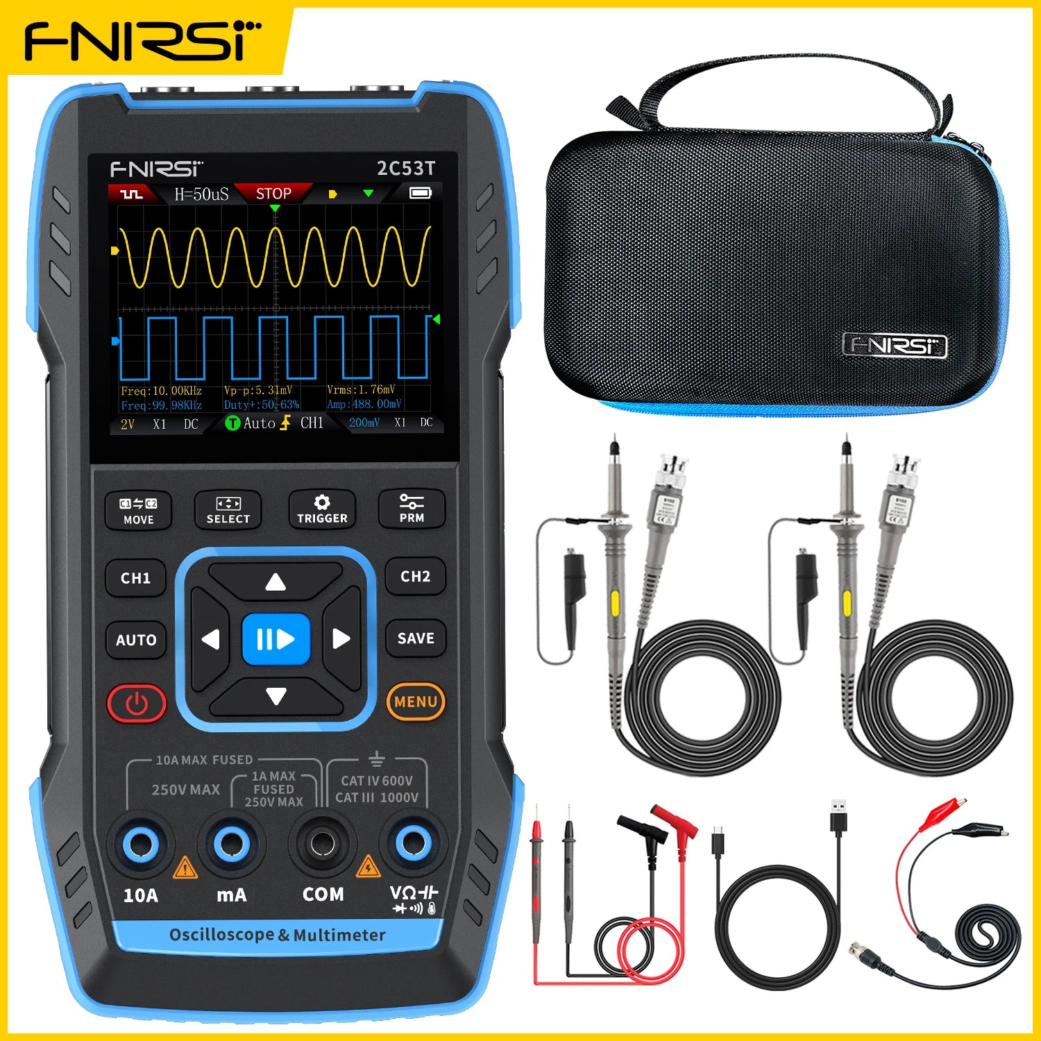 FNIRSI 2C23T Oscilloscope Multimeter DDS Generator 10MHz*2 50MS/s