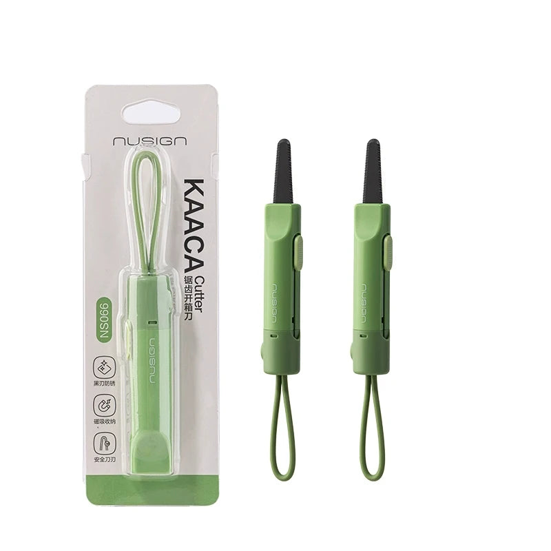 Deli Nusign Mini Portable Magnetic Retractable Utility Knife Thickened Black Blade Keychain Design for carton and Carddboard