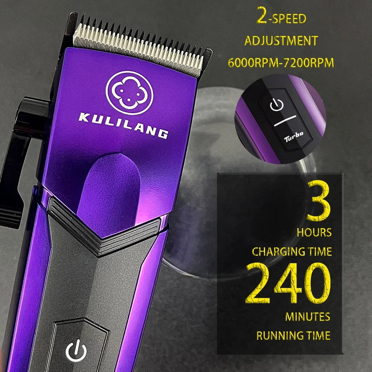 KULILANG Professional Barber R77F R55F R11F Gradient Electric Hair Clipper Titanium Plated FADE Blade 7200rpm Hair Salon Trimmer