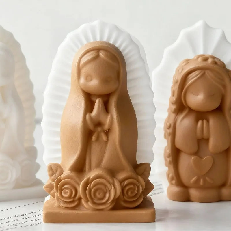 Prayer Angel Girl Silicone Mold DIY Virgin Mary Aromatherapy Candle Soap Gypsum Crafts Cement Casting Mold Home Decoration Gift