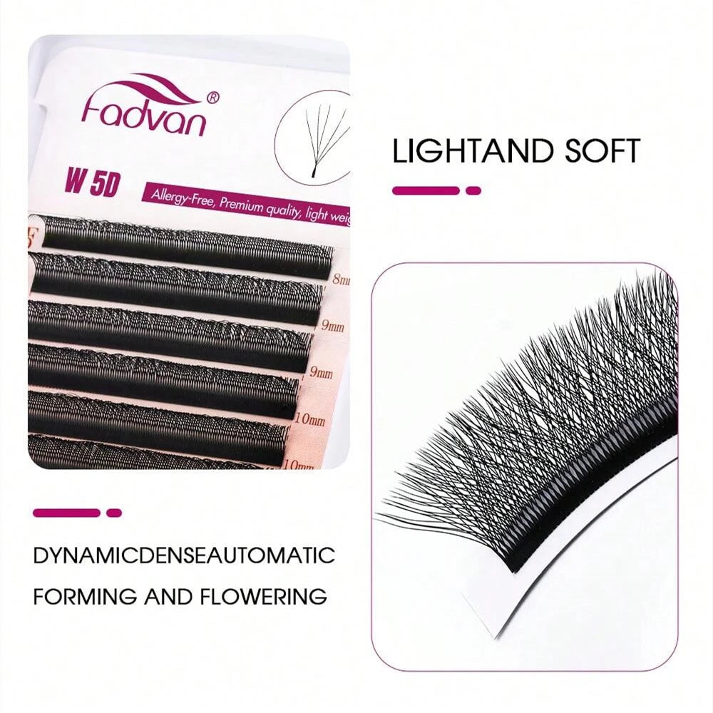 FADVAN Faux 5D W Shape Type Eyelash Extension 0.07mm C/D Curl Natural Mink Lashes Gradient Premade Volume Fan False Eyelashes