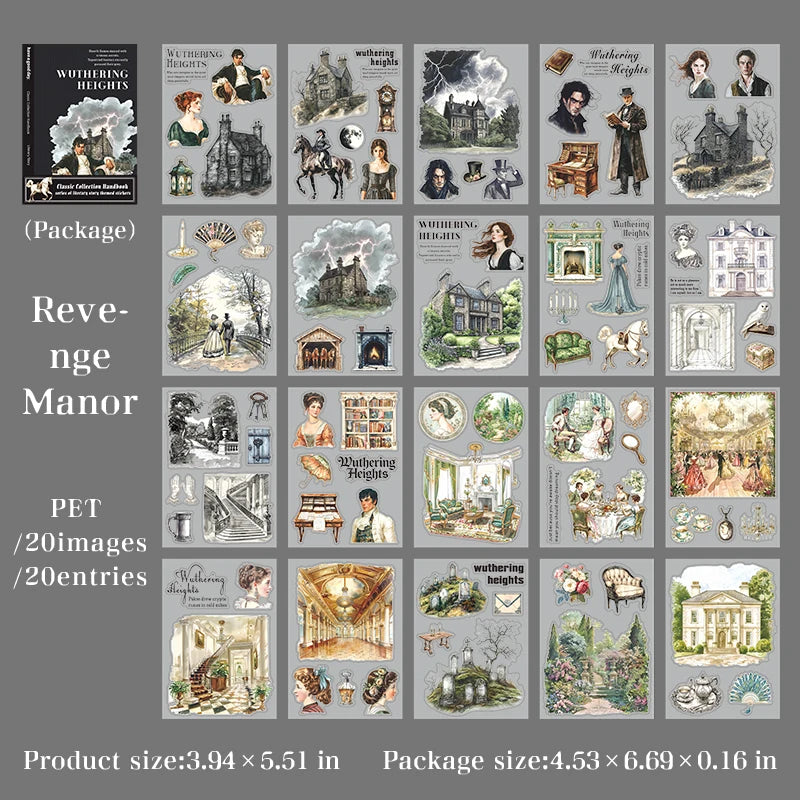 1pack/3pack Classic Literature Collection Handbook Series Literary Story Theme Sticker Book Character Collage 6 Designs