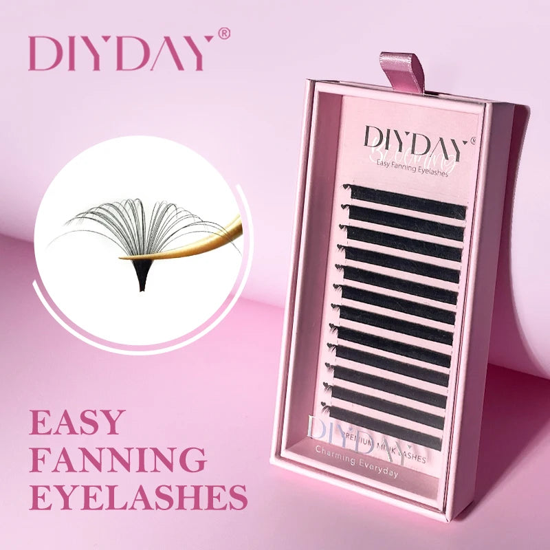 DIYDAY Easy Fanning Eyelash Extension Matte Black Camellia Lashes Extensions Soft Mink Easy Fan Volume False Eyelashes Supplies