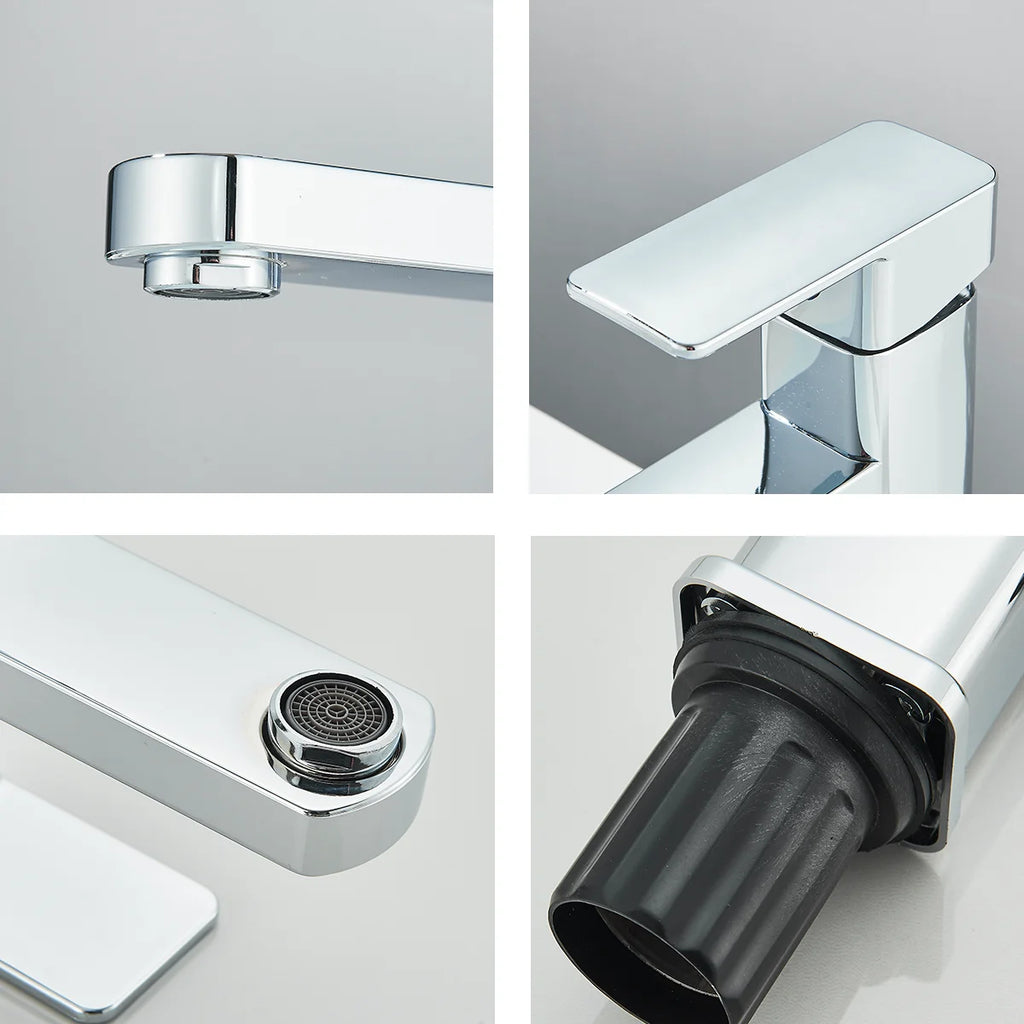 Chrome Single Handle Cold Hot Water Mixer Basin Faucet Sink Tap Deck Mount Single Hole  Bathroom Washing Tap