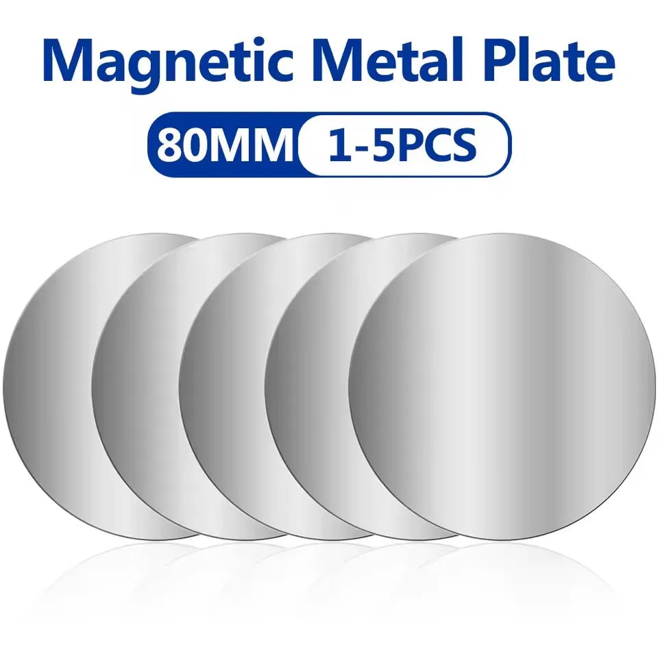 1-5PCS 8CM Magnetic Metal Plate Disk for Mobile Phone Tablet Universal Self Adhesive Iron Disk Patch Sticker for Magnetic Holder