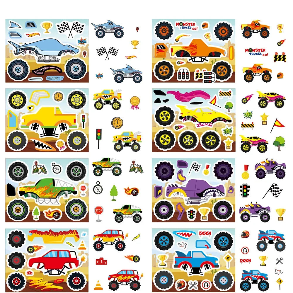 8/16/24PCS Make a Face Cartoon Cool Bigfoot Monster Car DIY Stationery Diary Water Cup Guitar Decorative Stickers