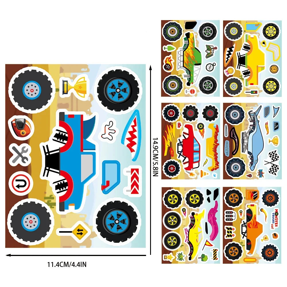 8/16/24PCS Make a Face Cartoon Cool Bigfoot Monster Car DIY Stationery Diary Water Cup Guitar Decorative Stickers