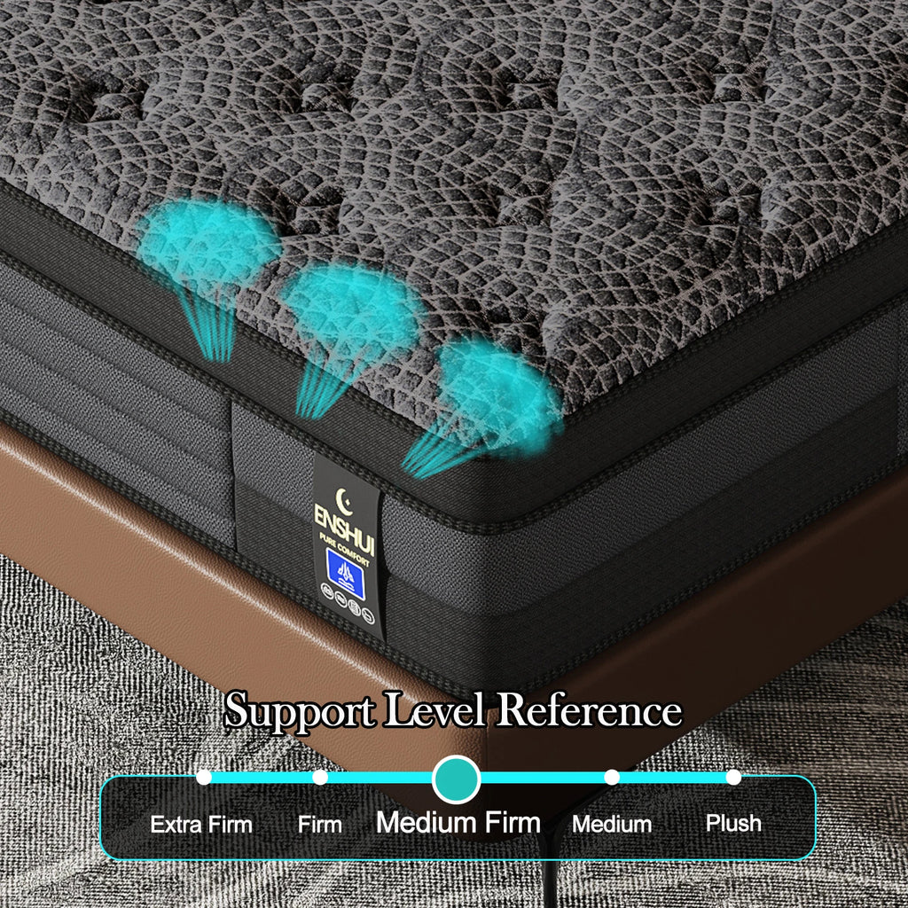 12"14" Memory Foam & Pocket Spring For Back Pain Relief Feel, Gel-Infused for Cooling,Breathable, CertiPUR-US Certified