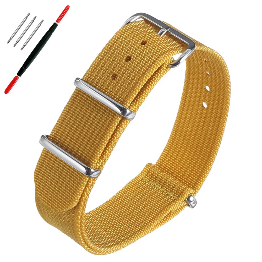 16mm 18mm 19mm 20mm 22mm 24mm Durable Nylon Ribbed Watch Strap Stripped Sport Watch Band Replacement Wristband Belt Accessories
