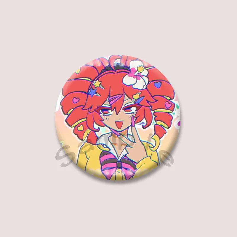 Kasane Teto Badge, Cute UTAU Anime Round Button Pin, Vocaloid Cosplay Brooch for Backpack Clothes, Collectible Gift for Fans