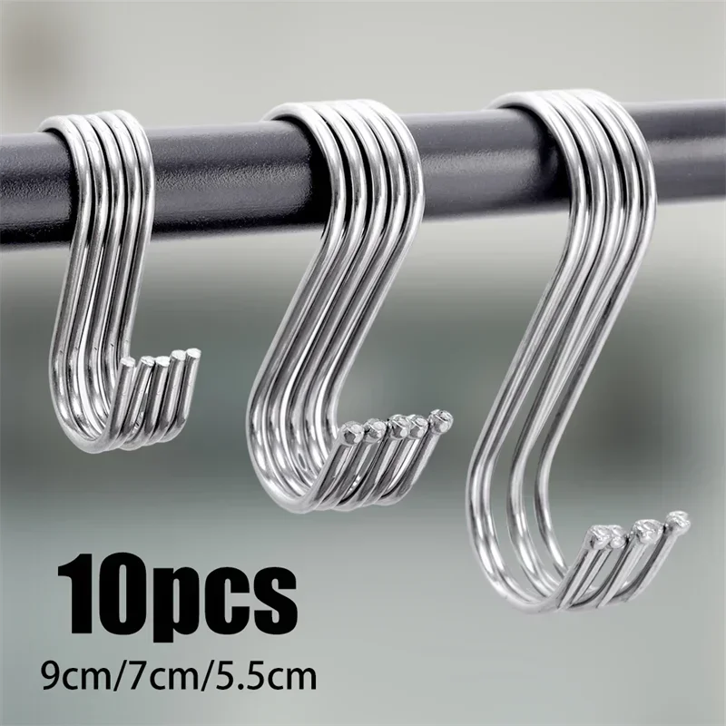 Premium stainless steel hooks, multifunctional hooks for clothes, bags, towels, homes, kitchens, and bathrooms 5pcs/10pcs