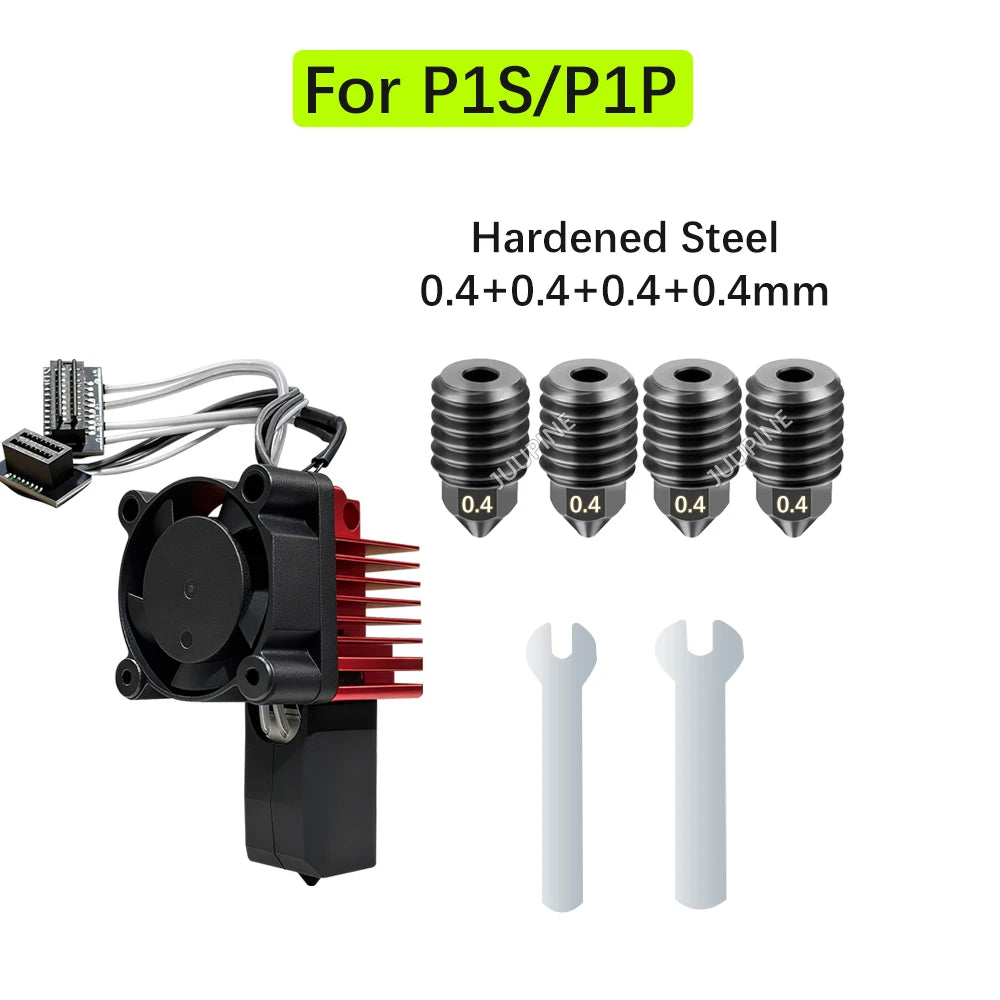 For Bambu Lab P1S Hotend Complete Assembly Upgrade Hardened Steel Extruder Kit For X1 X1C P1P P1S Fan Nozzle X1 Carbon Hot End