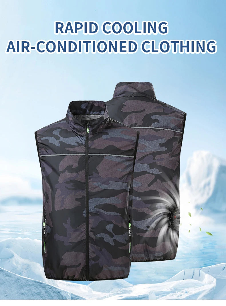 Summer Air-Conditioning Workwear with Fan Cooling, Outdoor Temperature-Reducing Breathable Vest with 4 Fans and Super Large Airf