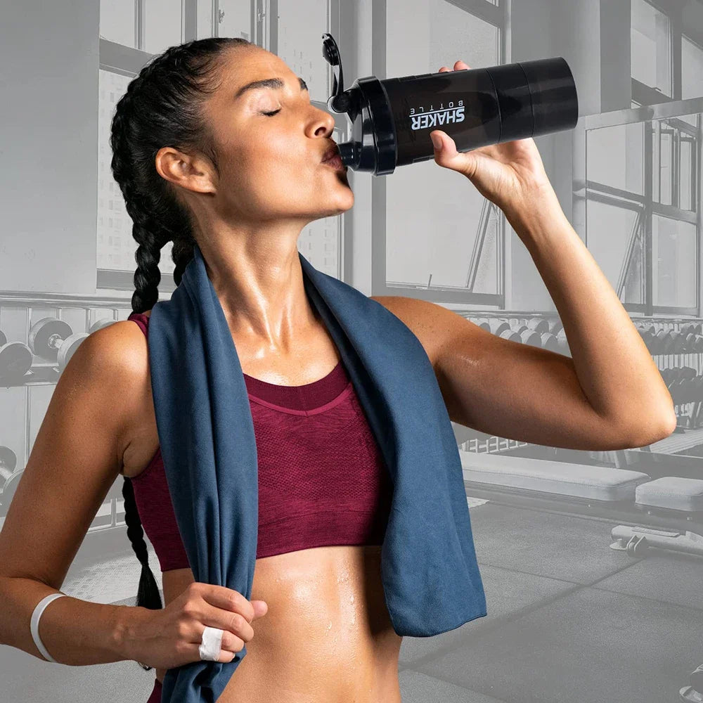 500ml Portable Protein Shaker Cup with Powder Storage Container Mixer Cup with Brush Gym Sport Water Bottle Drinkware