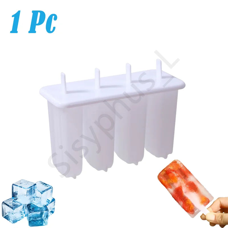 1-20Pcs 4 Gird DIY Ice Cream Molds Reusable Children's Creative Popsicle Mold Kitchen Tools