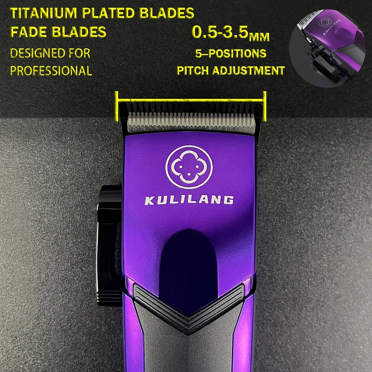 KULILANG Professional Barber R77F R55F R11F Gradient Electric Hair Clipper Titanium Plated FADE Blade 7200rpm Hair Salon Trimmer