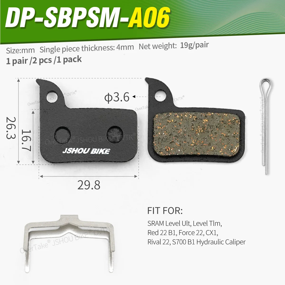 JSHOUBIKE Semi-metal Bicycle brake pads for SRAM Level ULT TLM Red 22 B1 Force 22 CX1 Rival 22 S700 B1 RED ETAP Caliper Sport EX