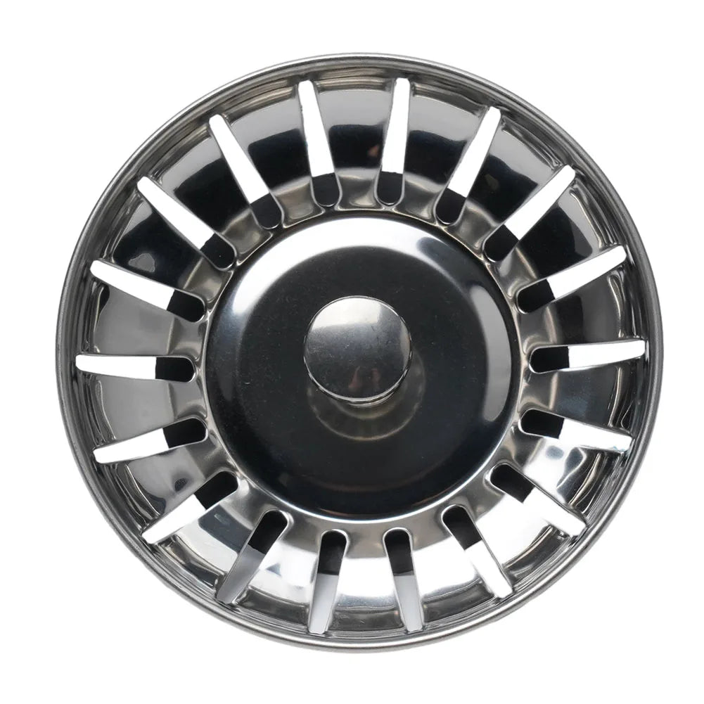 1pc Strainer Premium Stainless Steel Replacement Kitchen Sink Strainer Waste Drain Plug 80mm Drainer Strainer Leach Basket Waste