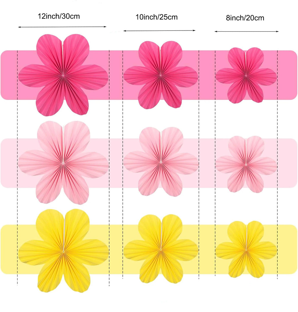 9Pcs/Set Easter Themed Hanging Paper Flowers Party Decoration Seasonal Fan Shaped Garlands for Easter Celebration