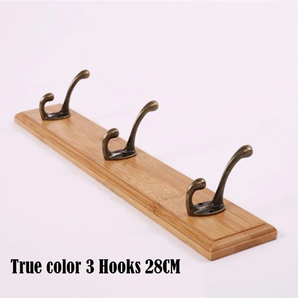 Wall Mounted Solid Wood Coat Rack with Hooks Space Saving Closet Organizer for Hats Jackets Entrance Hallway Decor Furniture