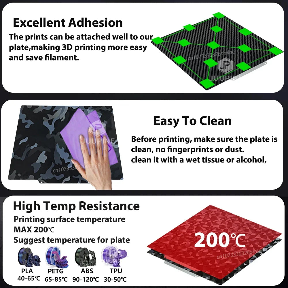 For Qidi Q1 Pro Plate 3D Printer Accessories Heat Bed Double Side PEO PET PEI Powder Coated Spring Steel Sheet 250x250 PEI Sheet