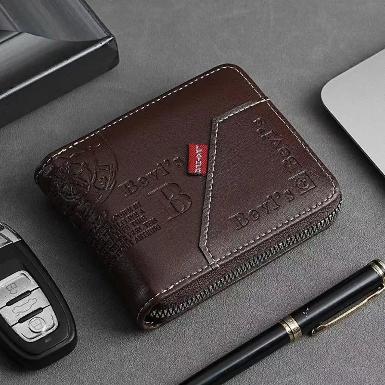 Trendy Splicing Fashion PU Retro Wax Oil Leather Short Style Men's Wallet Coin Short Style Men's Card Clip Wallet