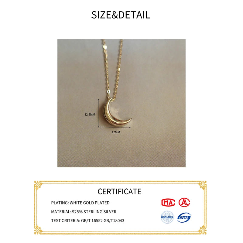 INZATT Real 925 Sterling Silver Moon 14K Gold Choker Necklace For Women Minimalist Fine Jewelry Cute Accessories Drop shipping