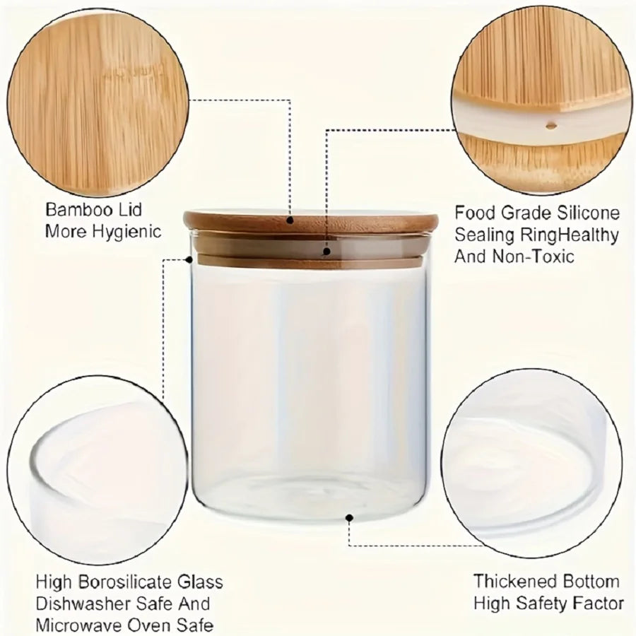 12-Pack 8oz Glass Spice Jars with Airtight Bamboo Lids Hand Wash Food Storage Canisters for Tea Beans Halloween Christmas Gifts