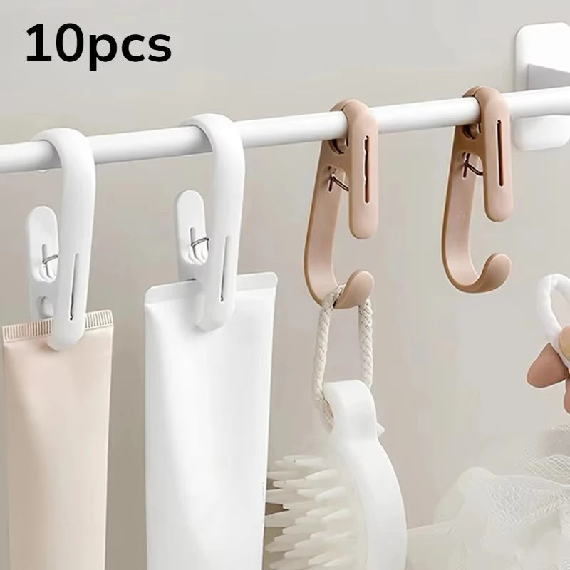10pcs Multi-Purpose Hanging Clips Hooks Portable Plastic Clamps for Home Kitchen Bathroom Towel Curtain Storage Supplies