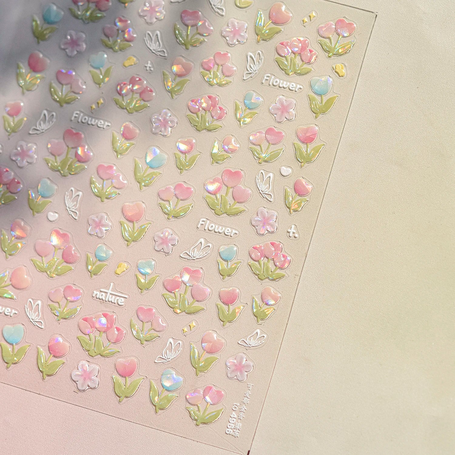 Red Butterfly 5D Nail Sticker Nail Art Decoration Spring Flowers Nail Art Decal Relief Sticker Press on Nails