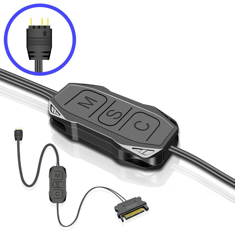 1PC ARGB Controller 5V 3pin To SATA Power Supply Mini RGB Controller 3PIN Hub For Computer Cpu Case Cool Fan LED Light Radiator