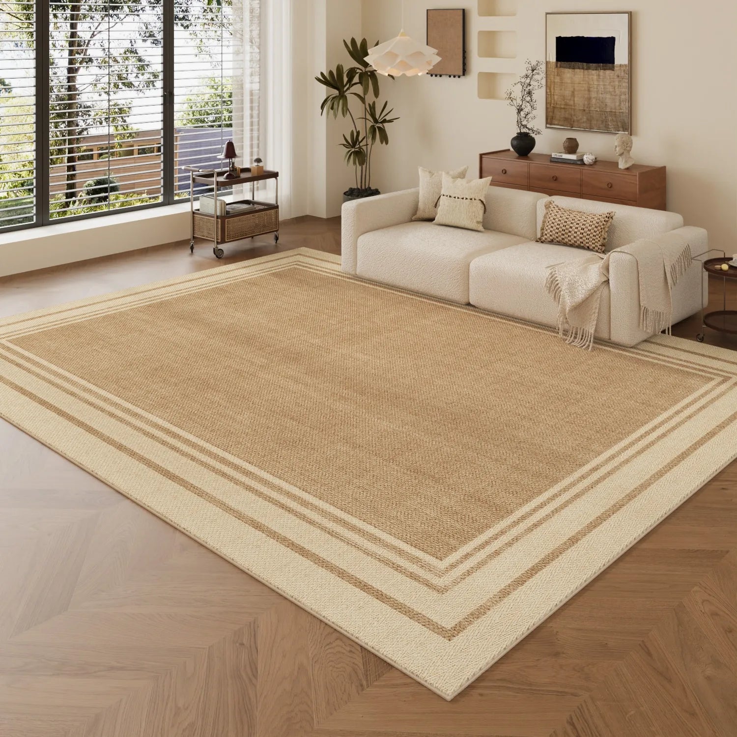Modern Light Luxury Living Room Carpet Brown Print Bedroom Bedside Rug Soft Sofa Coffee Table Floor Mat Home Decor 러그 Alfombra