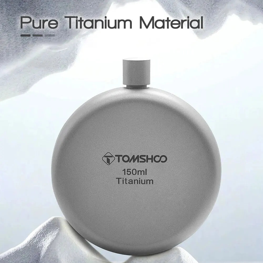 Tomshoo 150ml/180ml Titanium Flask with Funnel Alcohol Whisky Wine Flask for Outdoor Camping Hiking Backpacking Travel Picnic