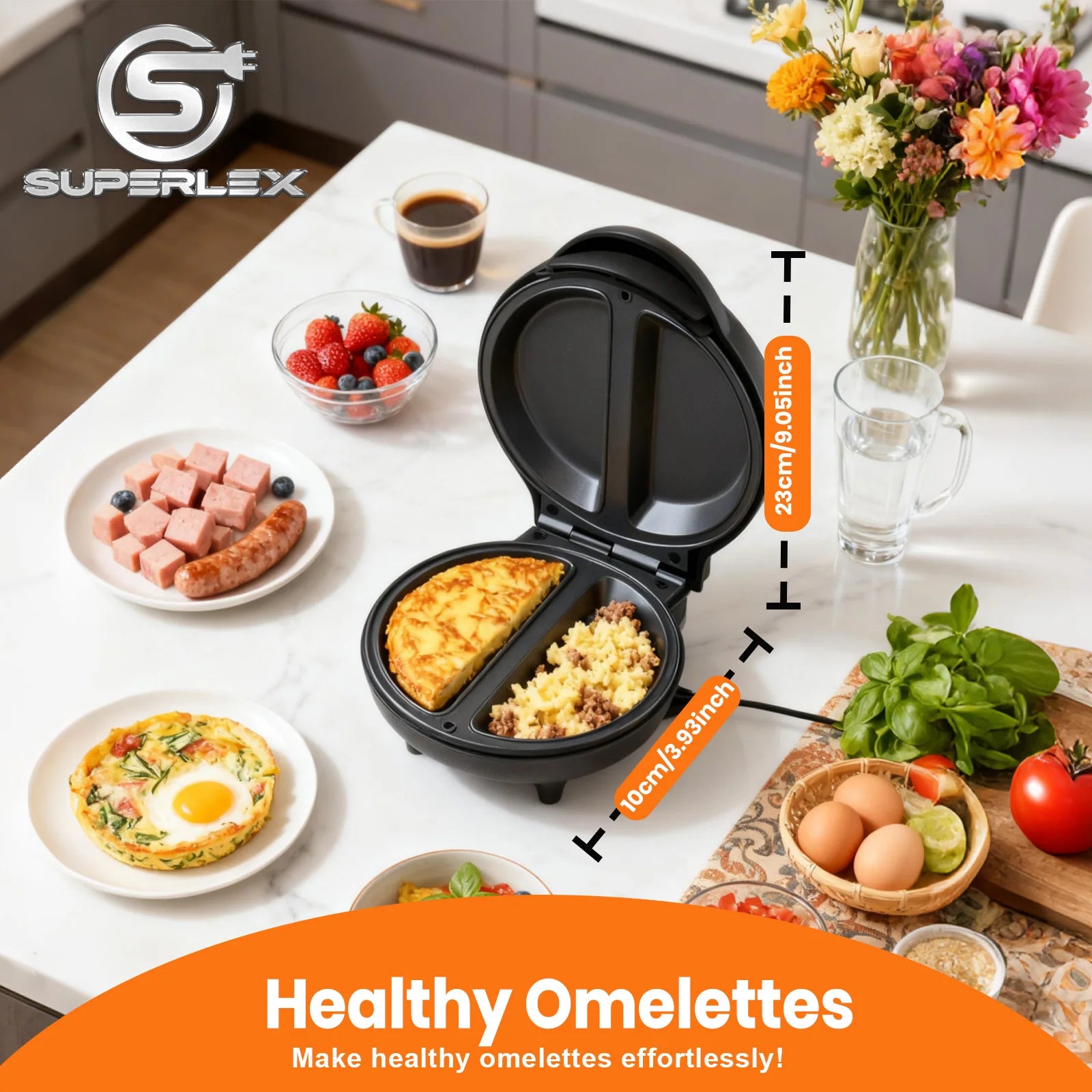 SUPERLEX Electric Omelette Maker 750W Nonstick Multi-function Omelette Machine With Smart Light Indicator Household Bread Cake