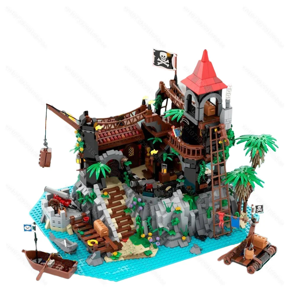 New 2446PCS medieval Pirate Series Rock Island Refuge Model DIY creative ideas child Toy Assembly Puzzle Birthday Gift MOC-6273