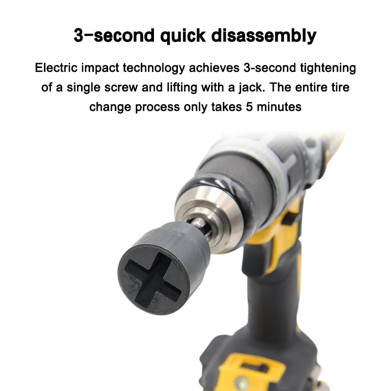 Automotive High Hardness Cross Shape Socket Wrench Electric Conversion Connect Rod Tire Unload Tool Labor-Save Jack