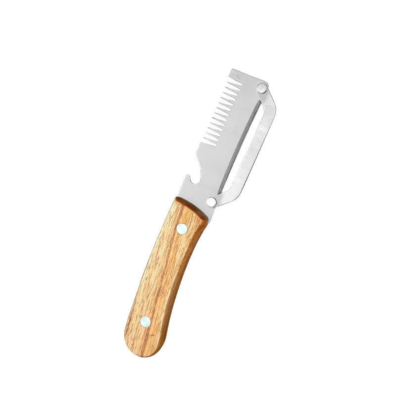 Multi-Functional Vegetable Peeler For Kitchen Ultra-Sharp Cutter Tool Stainless Steel Blade With Wooden Handle And Bottle Opener
