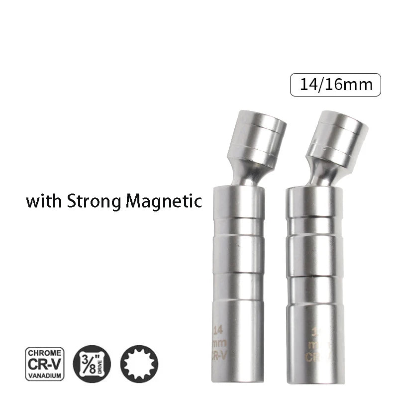 Magnetic Wrench 14/16mm Spark Plug Removal Tool Pull Out Spark Plug Socket 360° Rotary Heads Small Hand Installation Tool
