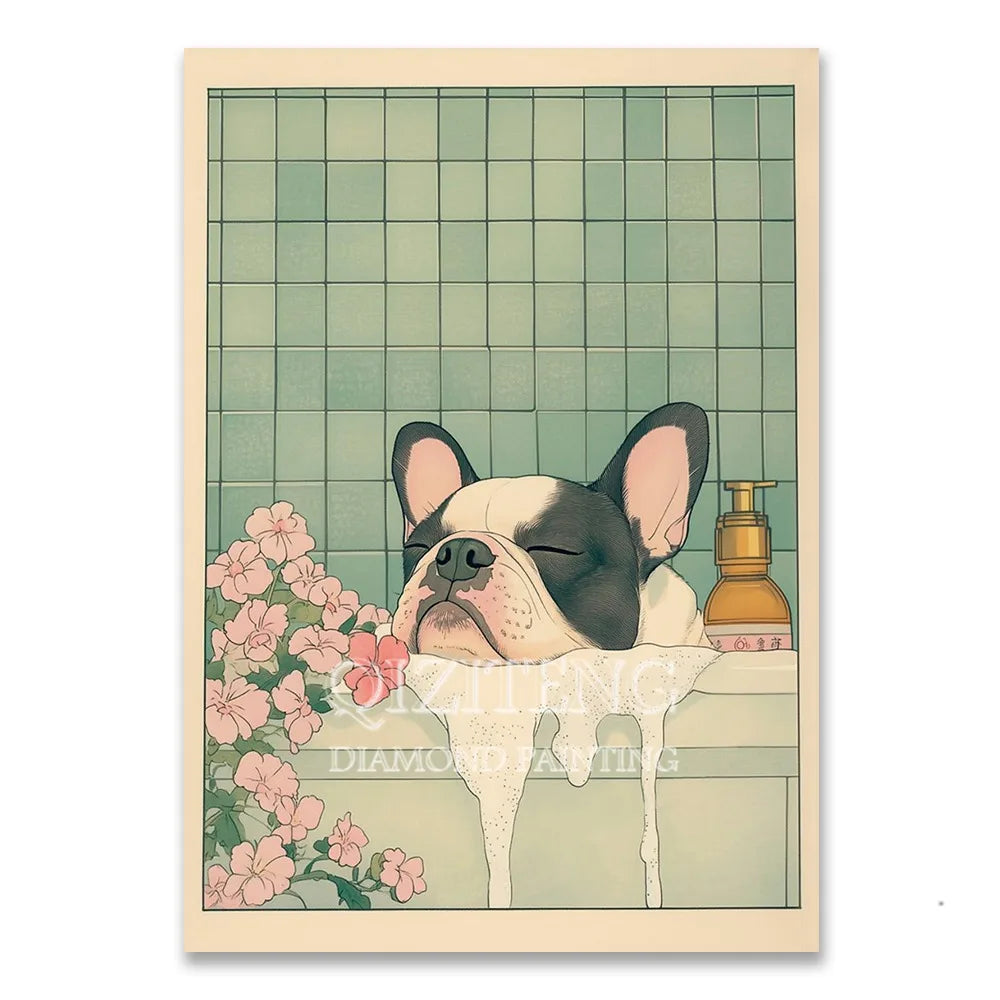 Cat in Bathtub Diamond Painting Retro Animal Picture Full Diamond Mosaic Embroidery Cross Stitch Kits Home Decor New Arrivals