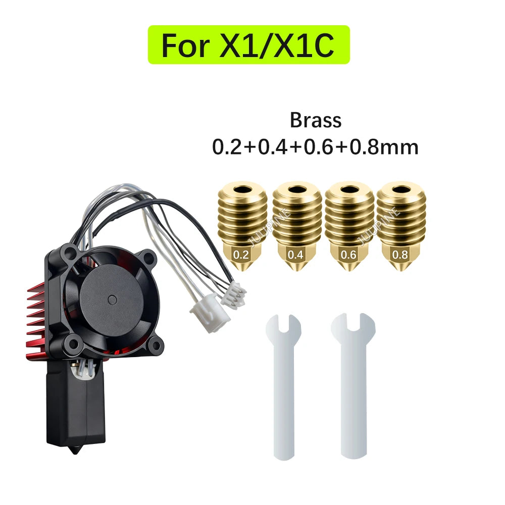 For Bambu Lab P1S Hotend Complete Assembly Upgrade Hardened Steel Extruder Kit For X1 X1C P1P P1S Fan Nozzle X1 Carbon Hot End