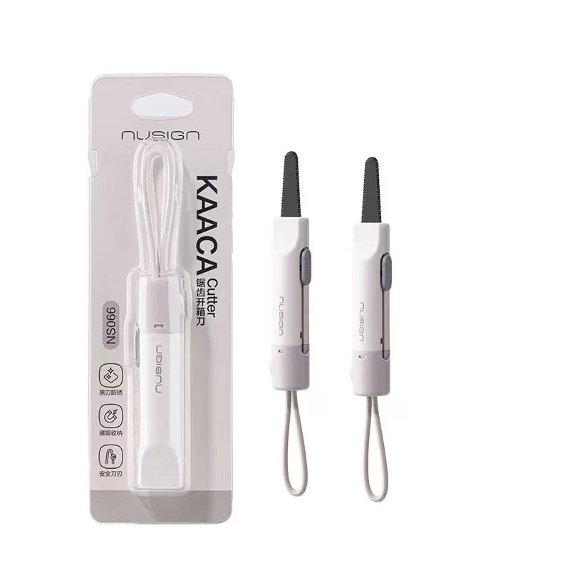 Deli Nusign Mini Portable Magnetic Retractable Utility Knife Thickened Black Blade Keychain Design for carton and Carddboard