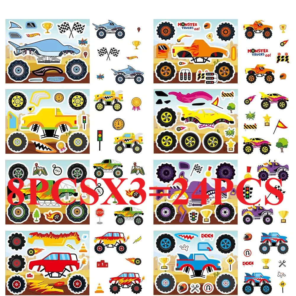 8/16/24PCS Make a Face Cartoon Cool Bigfoot Monster Car DIY Stationery Diary Water Cup Guitar Decorative Stickers
