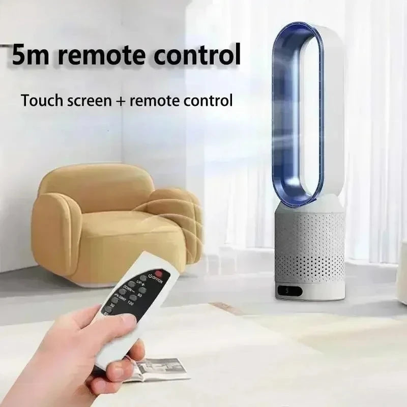 Smart Bladeless Tower Fan 8 Speed Settings Intelligent Timer 90° Oscillating Remote Control Quiet Air Circulator for Home Office