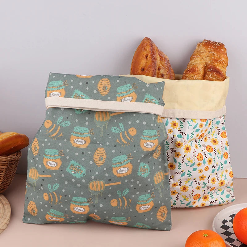 1Pcs Reusable Beeswax Food Wrap Bag Linen Cotton Bread Storage Bag Food Grade Eco Friendly Sandwich Pouch