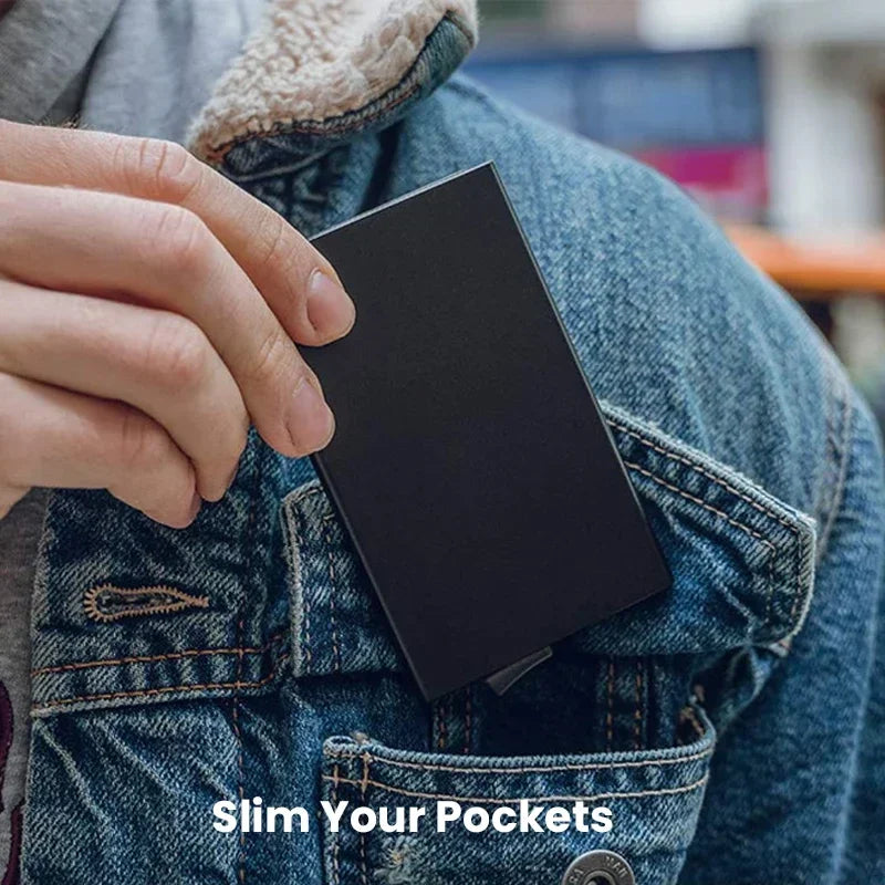 ID Credit Bank Card Holder Wallet Anti Rfid Smart Anti Rfid Blocking Protected Magic Pop Up Slim Small Money Wallets Case