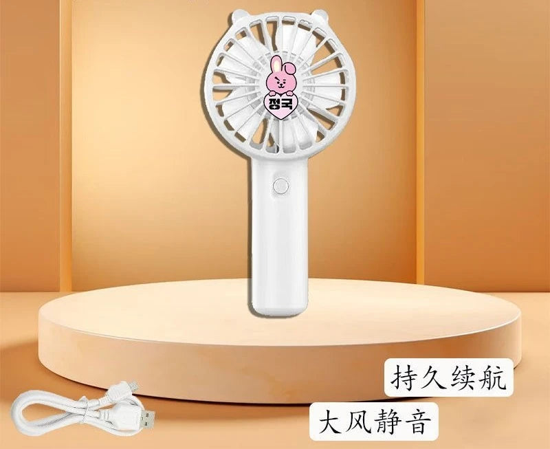 BT21 TATA peripheral cartoon cute handheld small fan, creative new rechargeable mini fan for students and office workers, gift